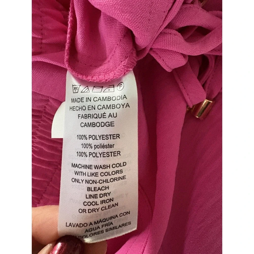 MICHAEL Michael Kors Pink Cropped Wide Leg Resort Pants Drawstring Med NWT - Picture 5 of 10